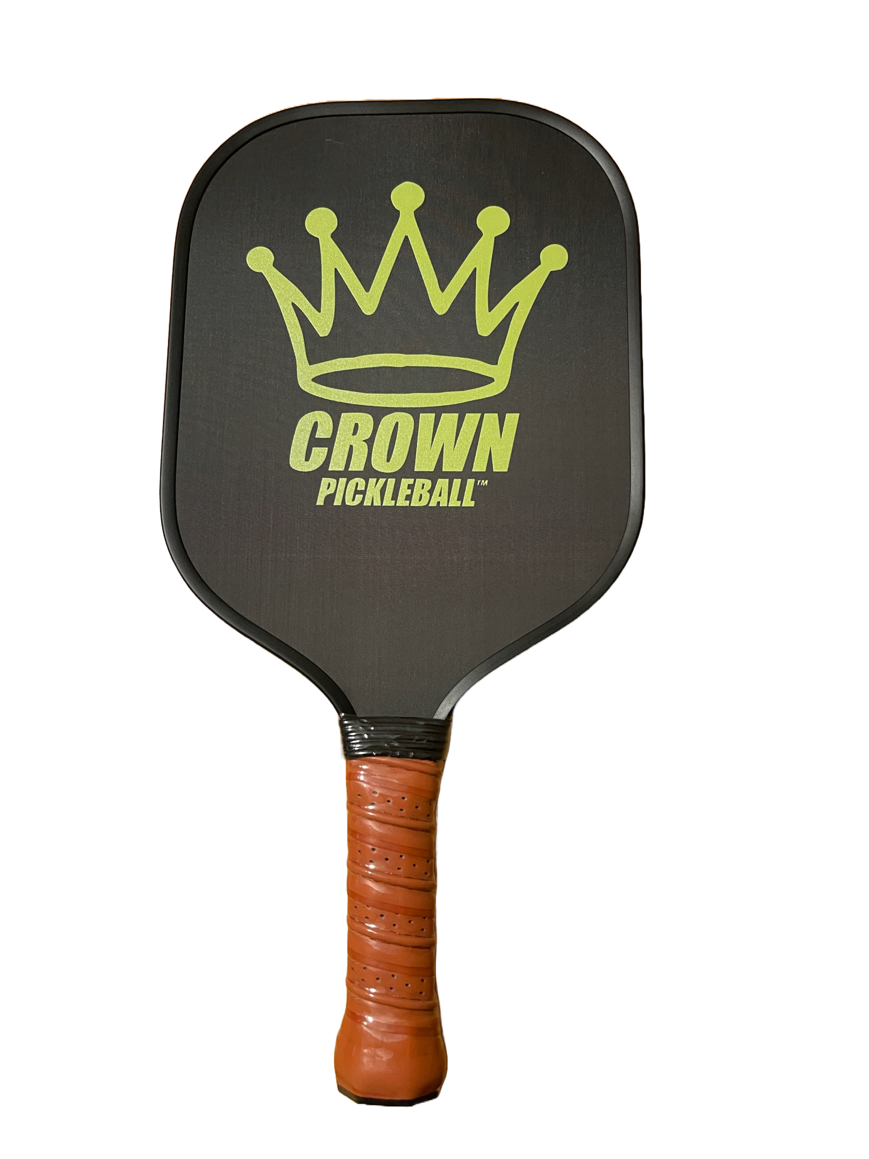 Black and brown Crown Pickleball paddle.