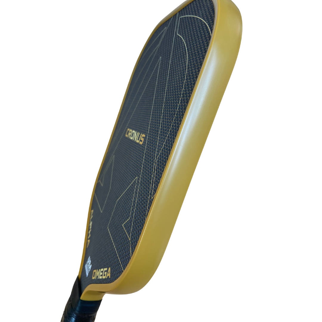 Close-up of a yellow and black Cronus Omega paddle.