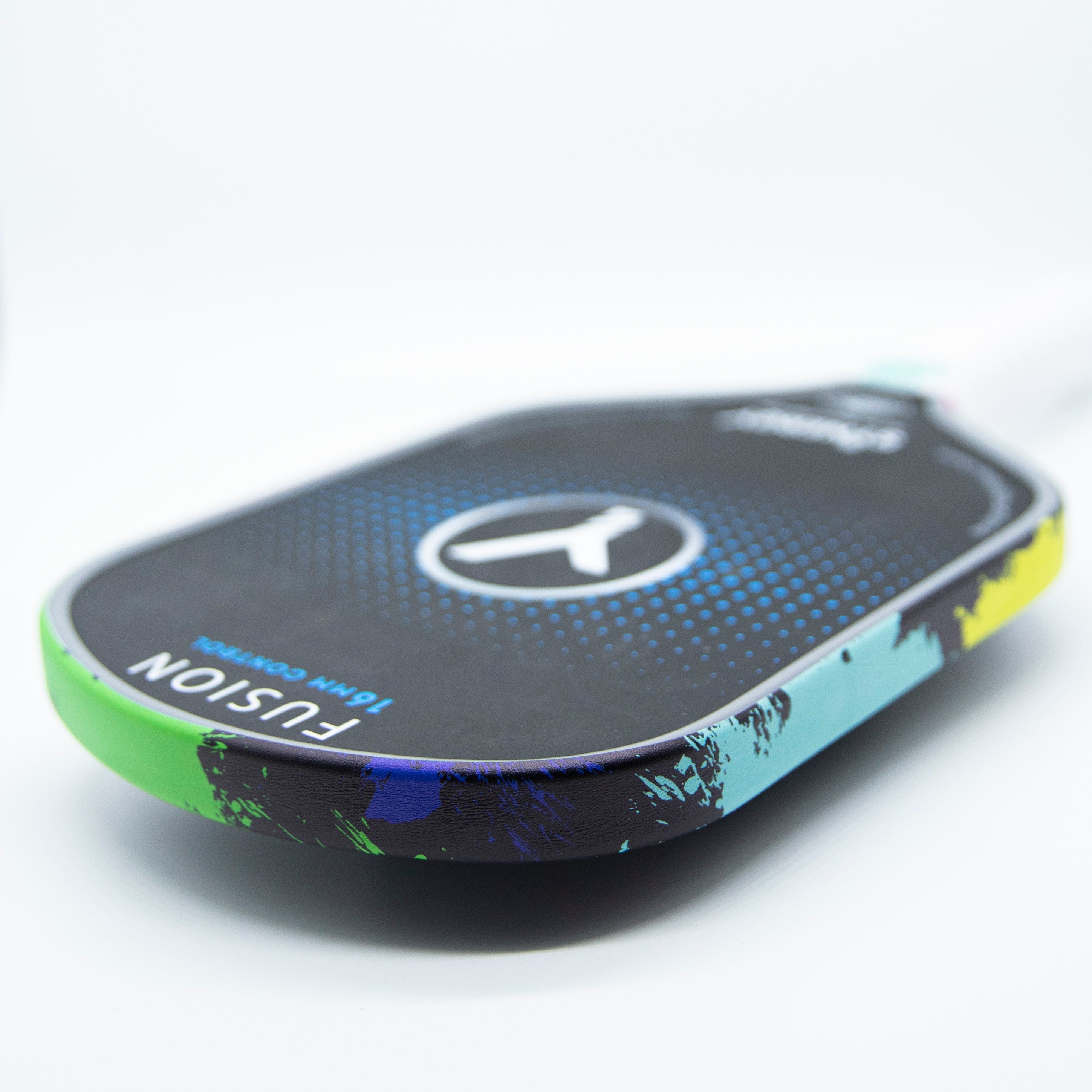 Close-up of a pickleball paddle.