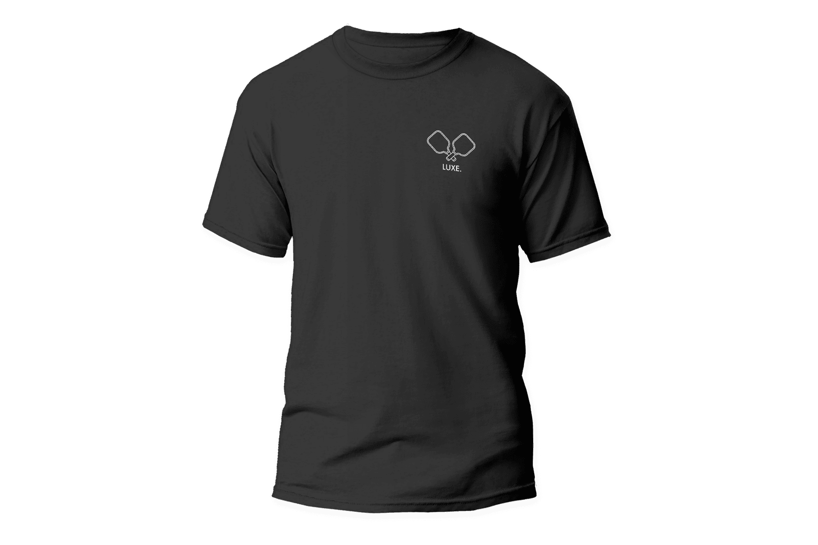 Black t-shirt with a logo.