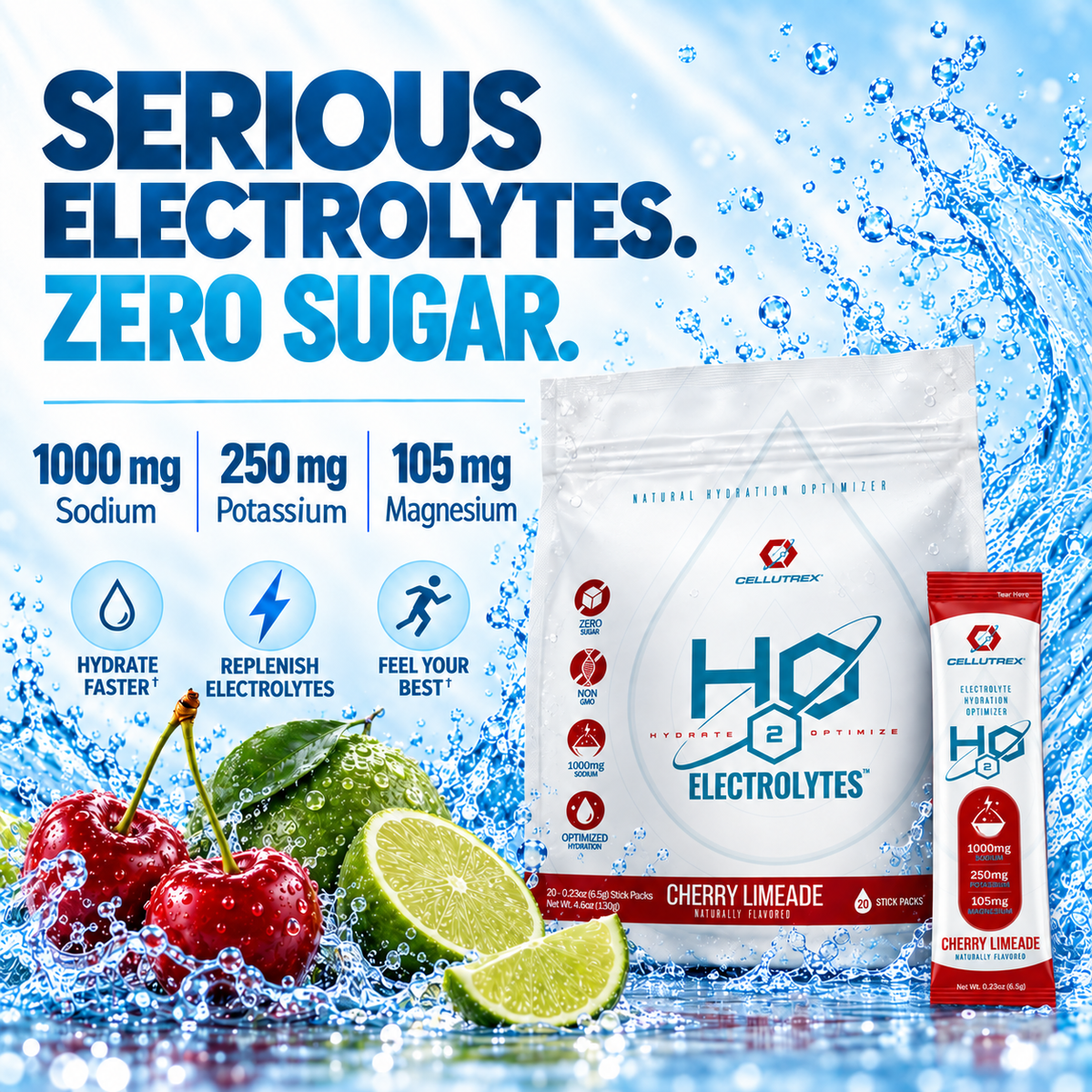 H2O ELECTROLYTES™ - Cherry Limeade | Zero Sugar Electrolyte Powder