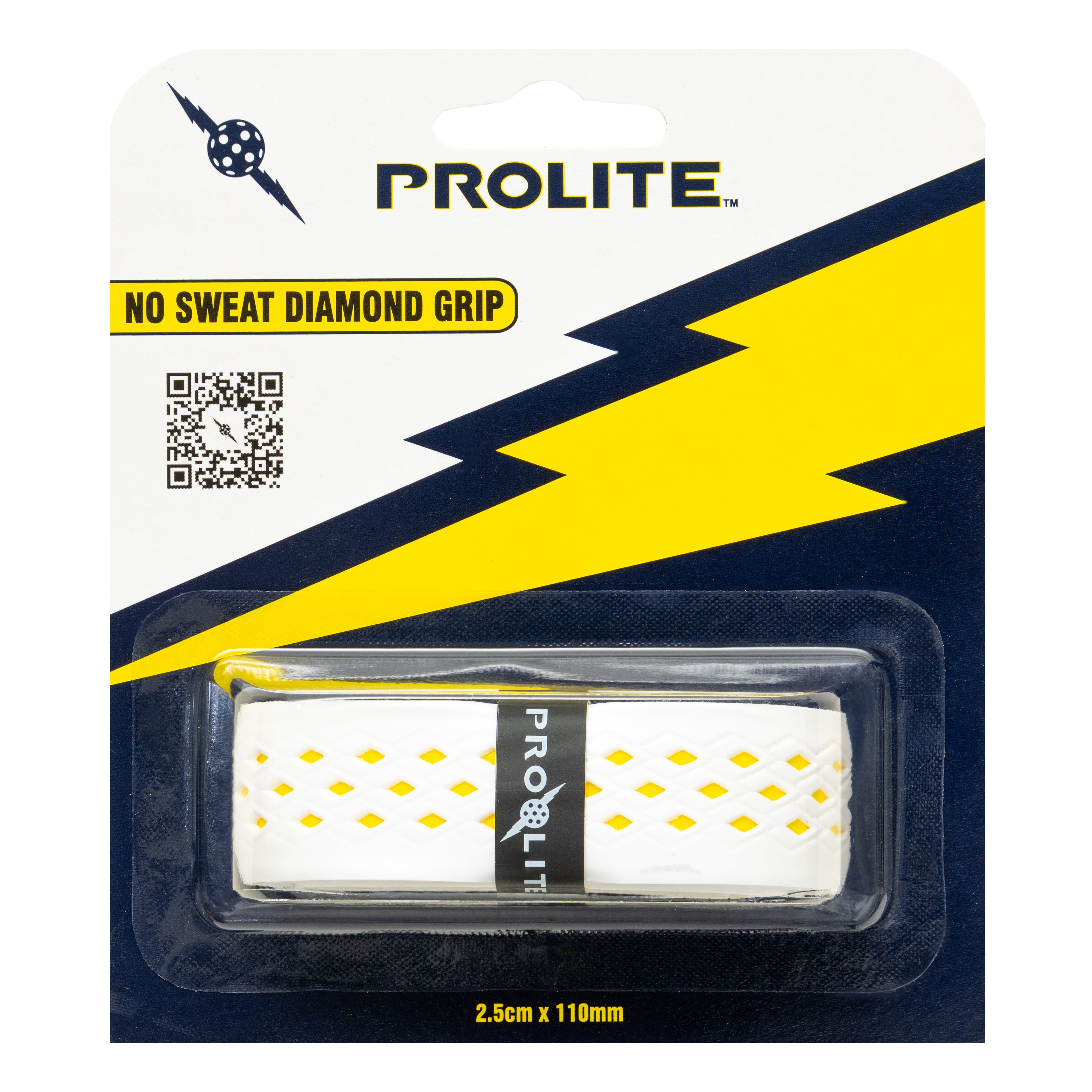 Packaged white and yellow Prolite grip.