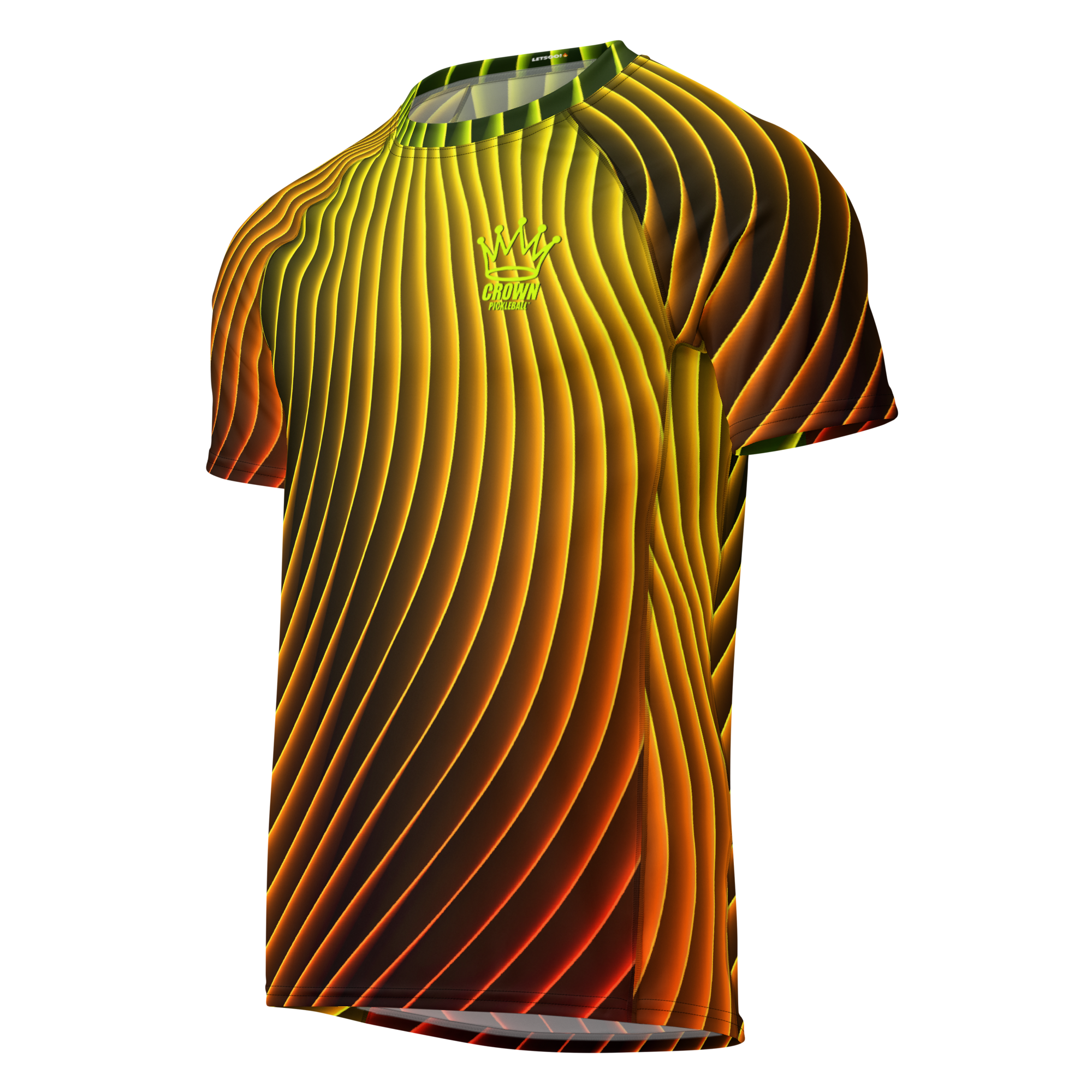 Yellow and orange striped t-shirt.