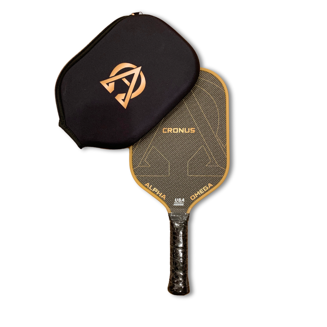 Pickleball paddle with black case.