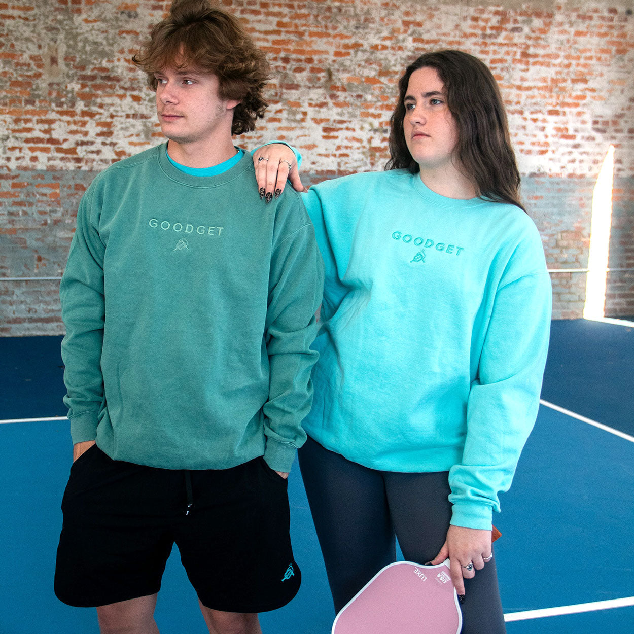 Everyday sweatshirt by Good Get with tone-on-tone brand embroidery on the chest.