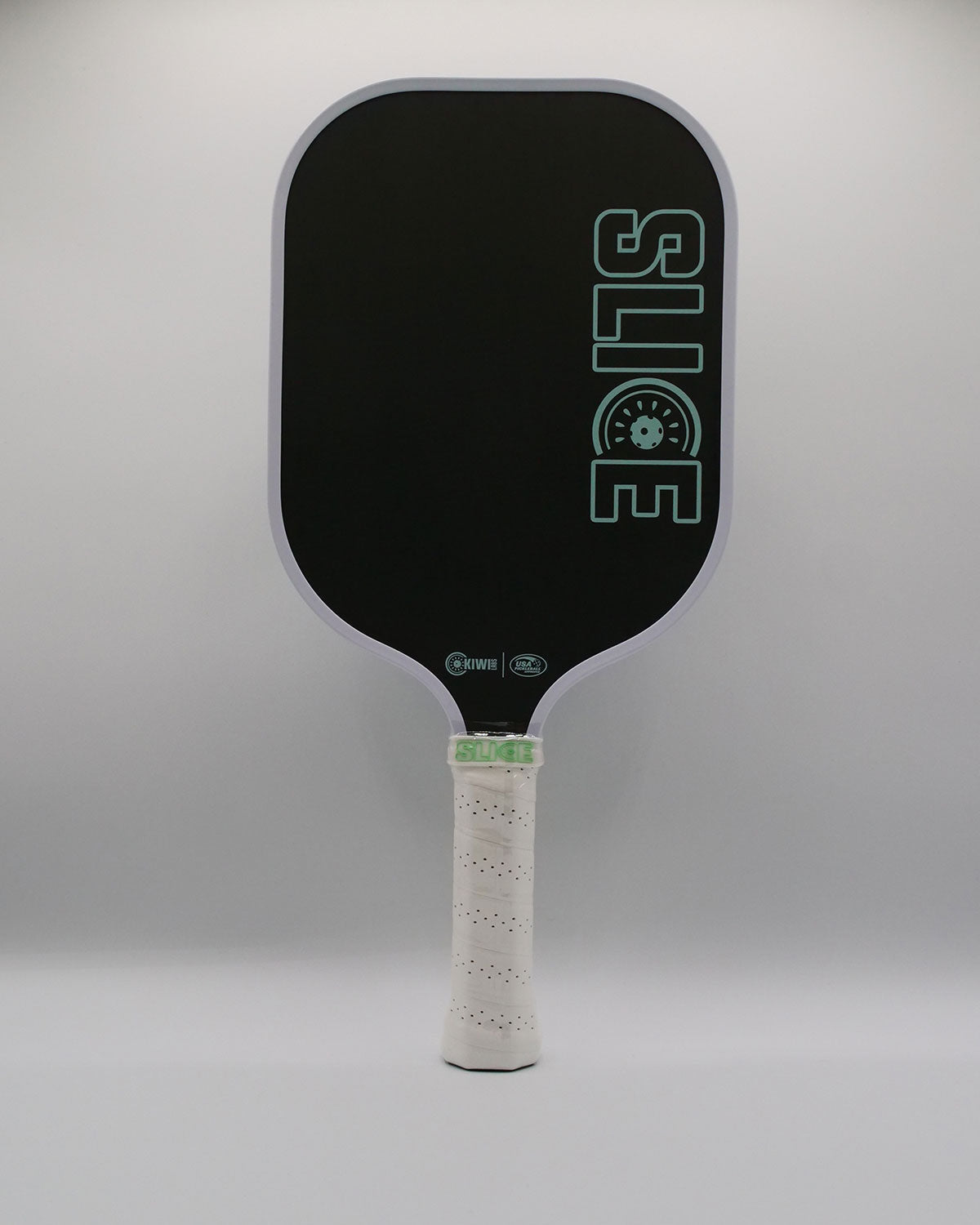 Black and white pickleball paddle.
