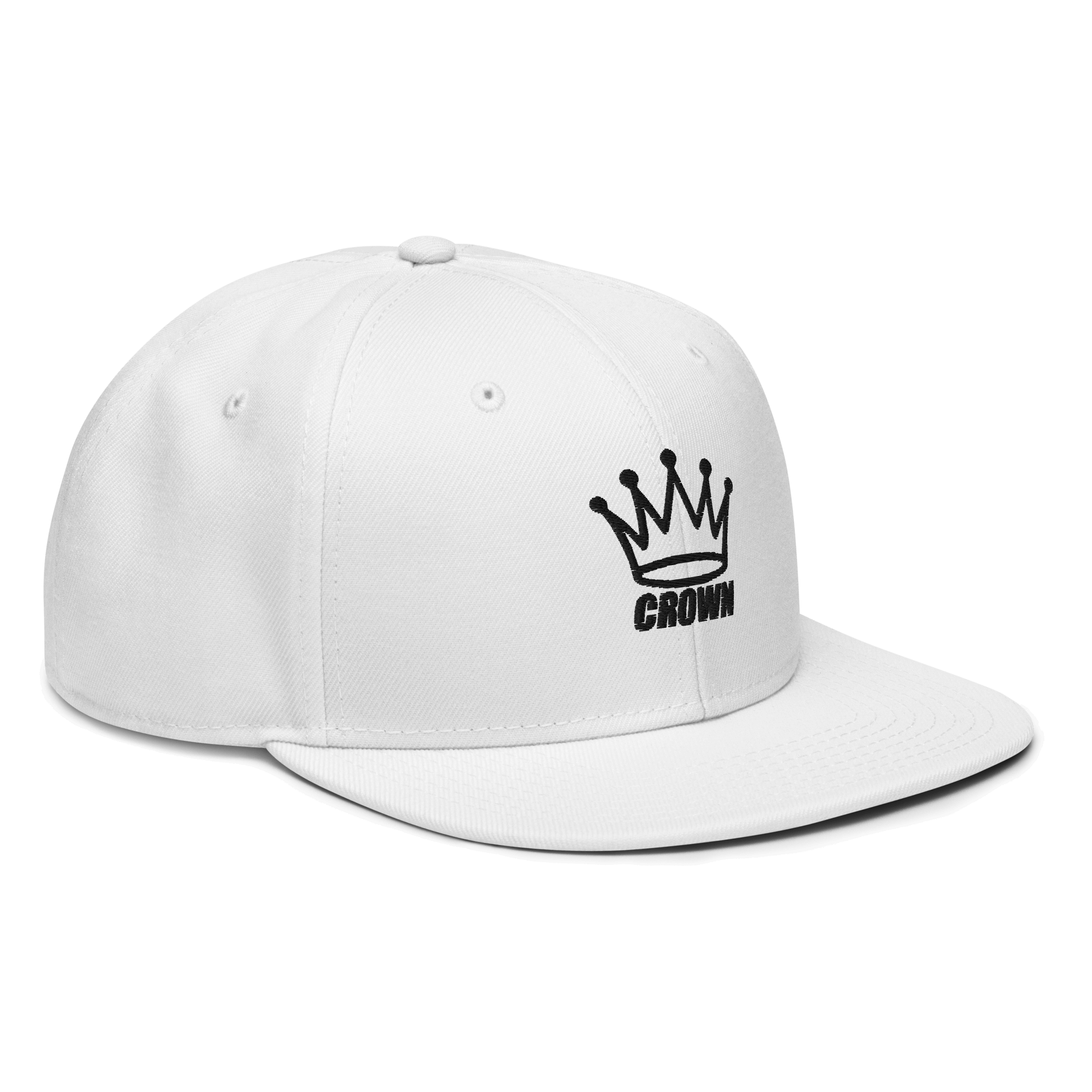 White baseball cap with a black crown design.