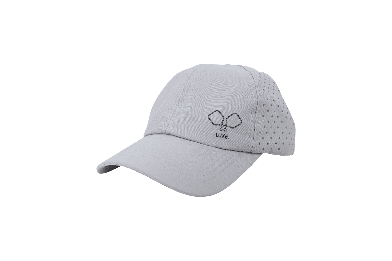 Light gray baseball cap with pickleball paddles logo.