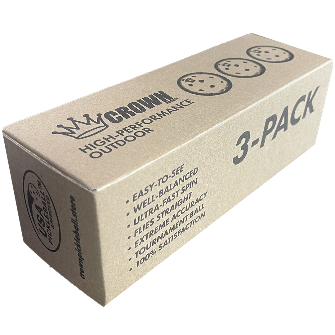 Box of Crown pickleball 3-pack.