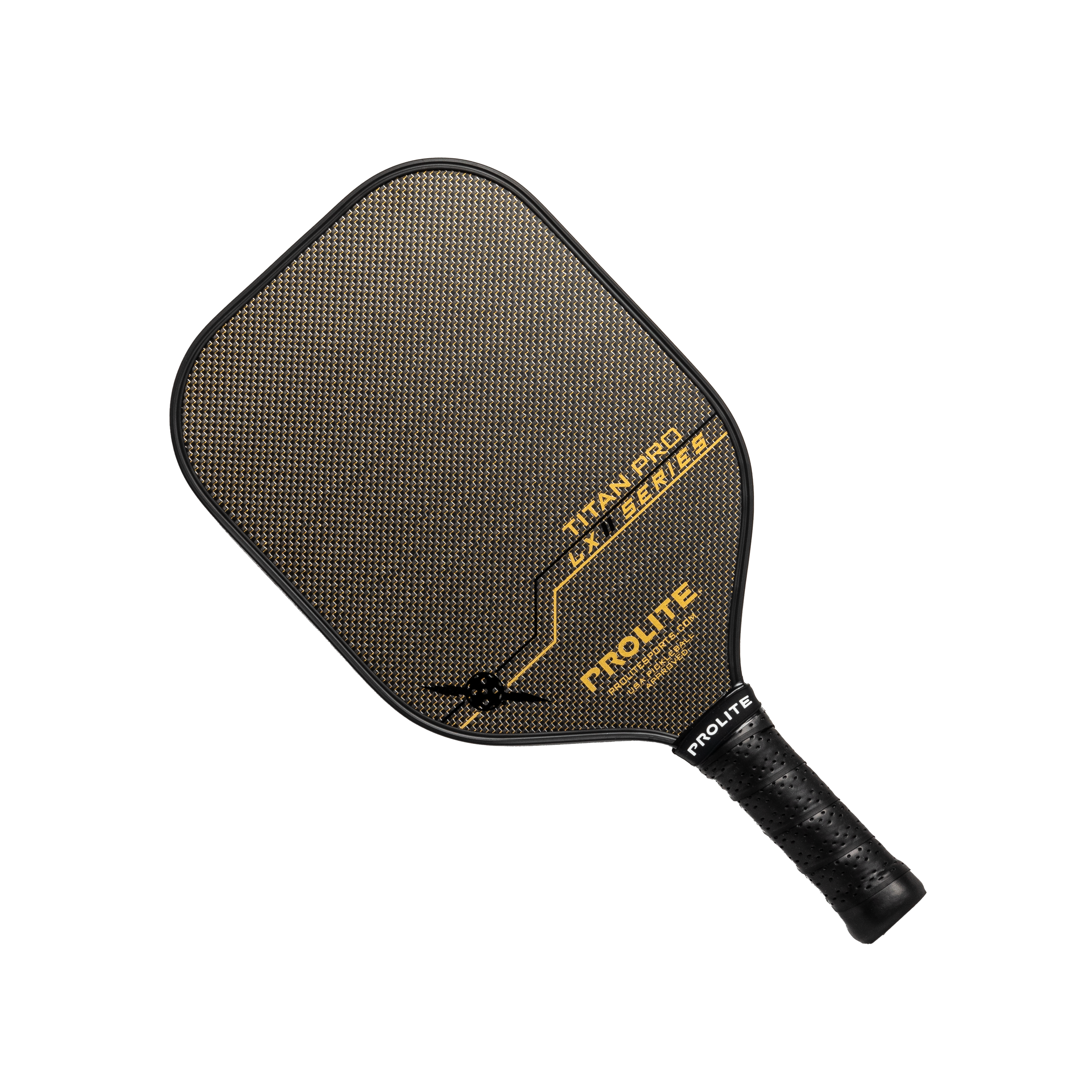 Black and gold Prolite Titan Pro LX Series pickleball paddle.