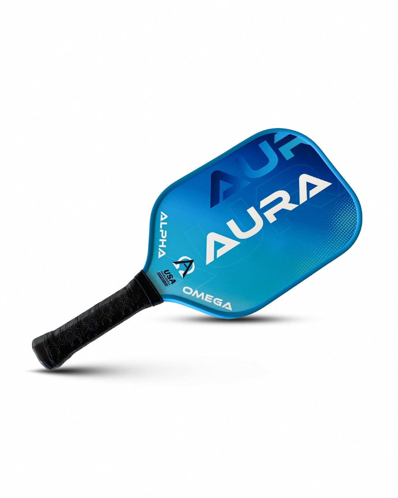 Blue and black pickleball paddle.