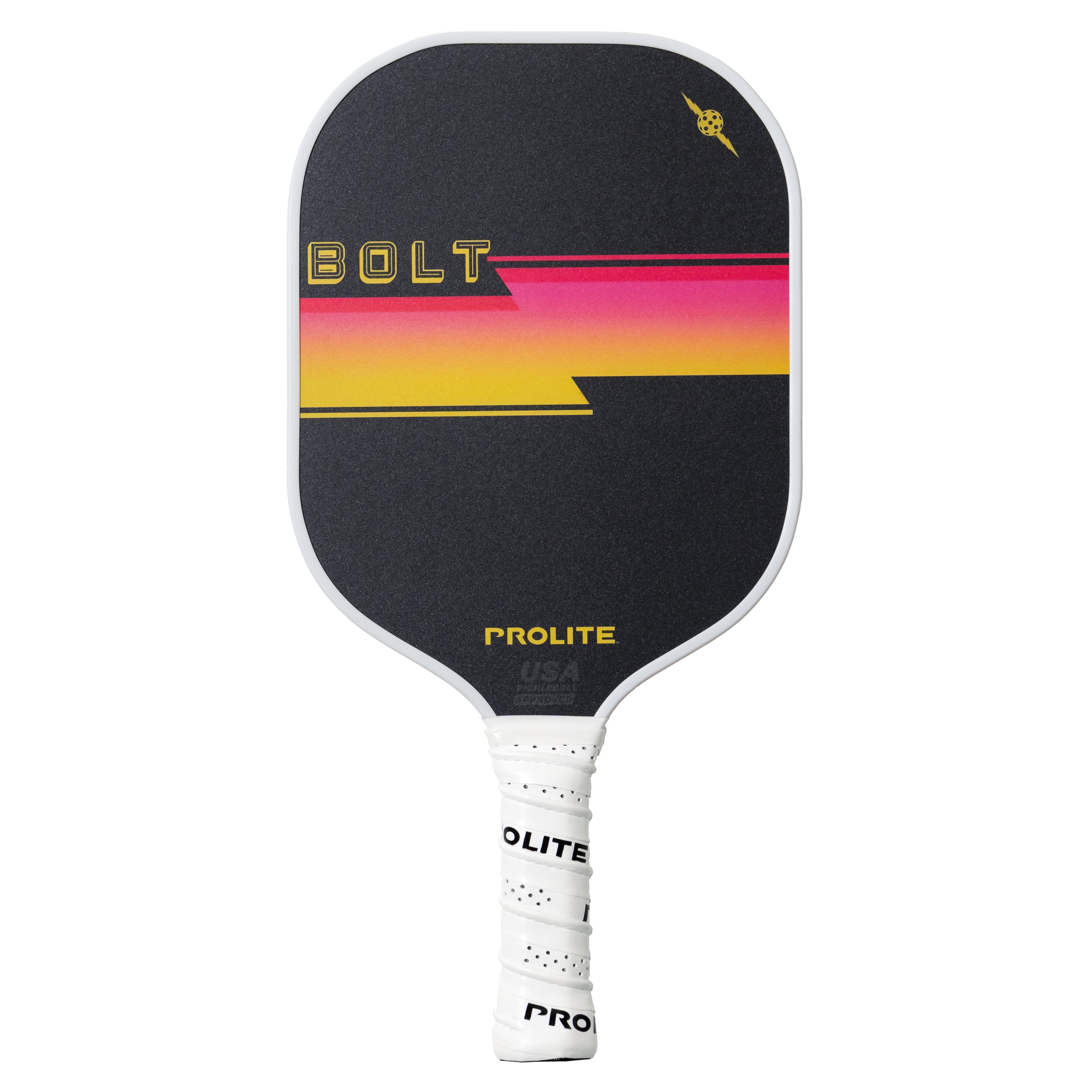 Black and white pickleball paddle.