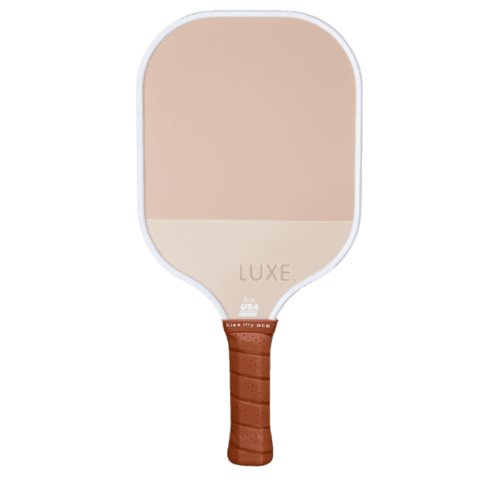 Beige Luxe pickleball paddle with brown grip.