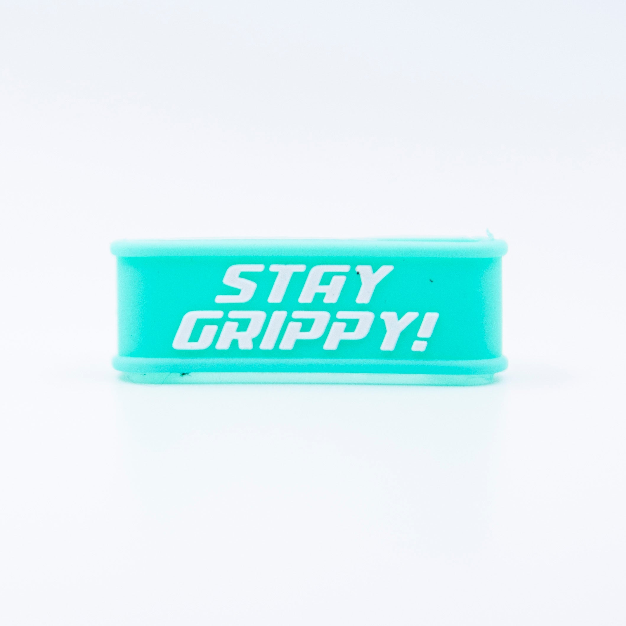 Aqua grip with the words "STAY GRIPPY!" in white text.