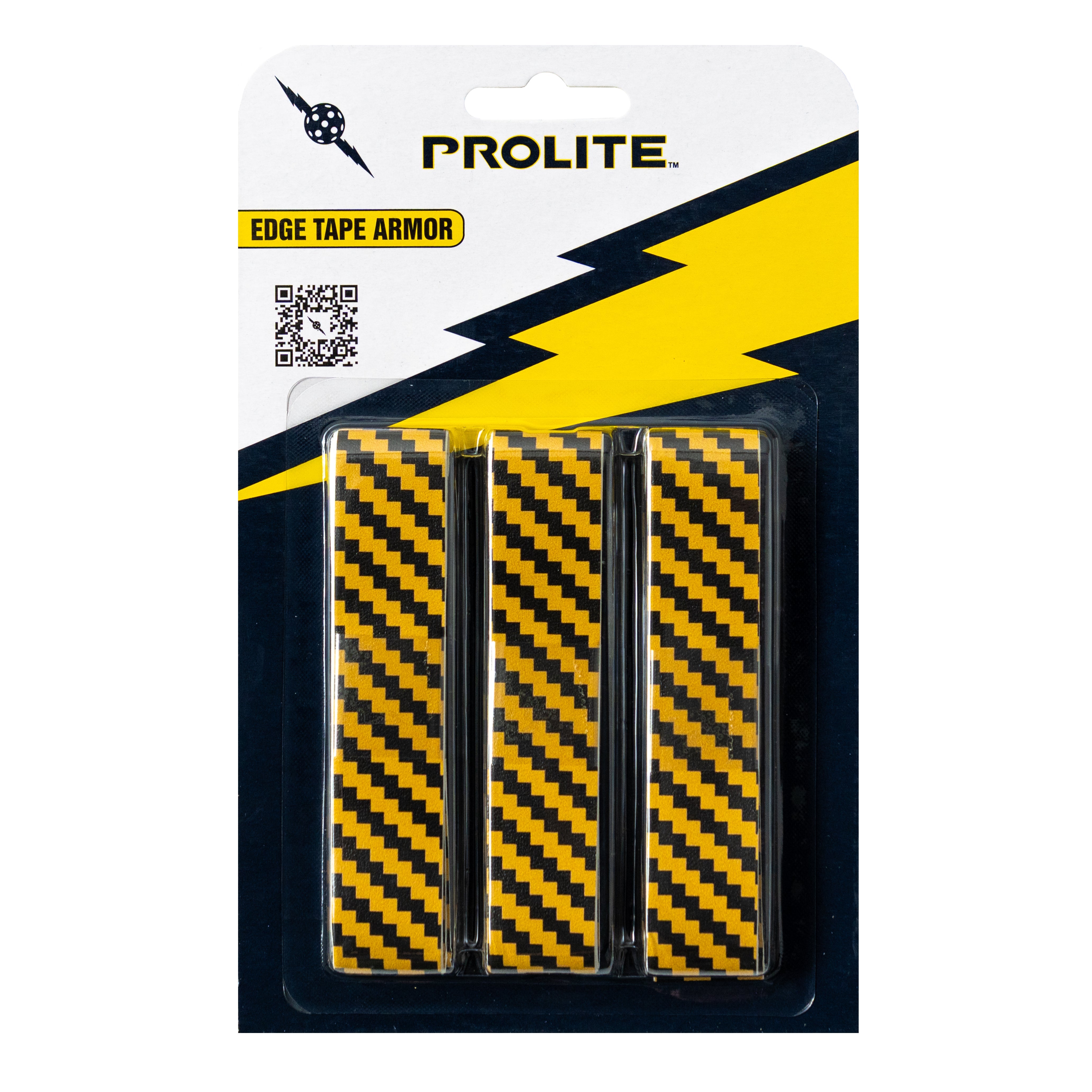Pro-Lite Edge Tape Armor packaging with yellow and black zigzag pattern.