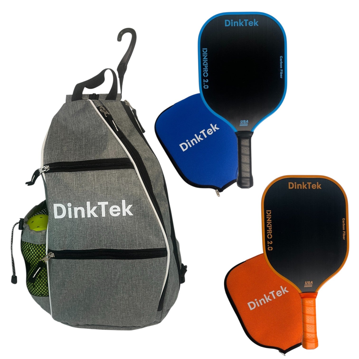 DinkPro Silver Strike Set (Electric Blue & Orange Smash Paddles + Balls)