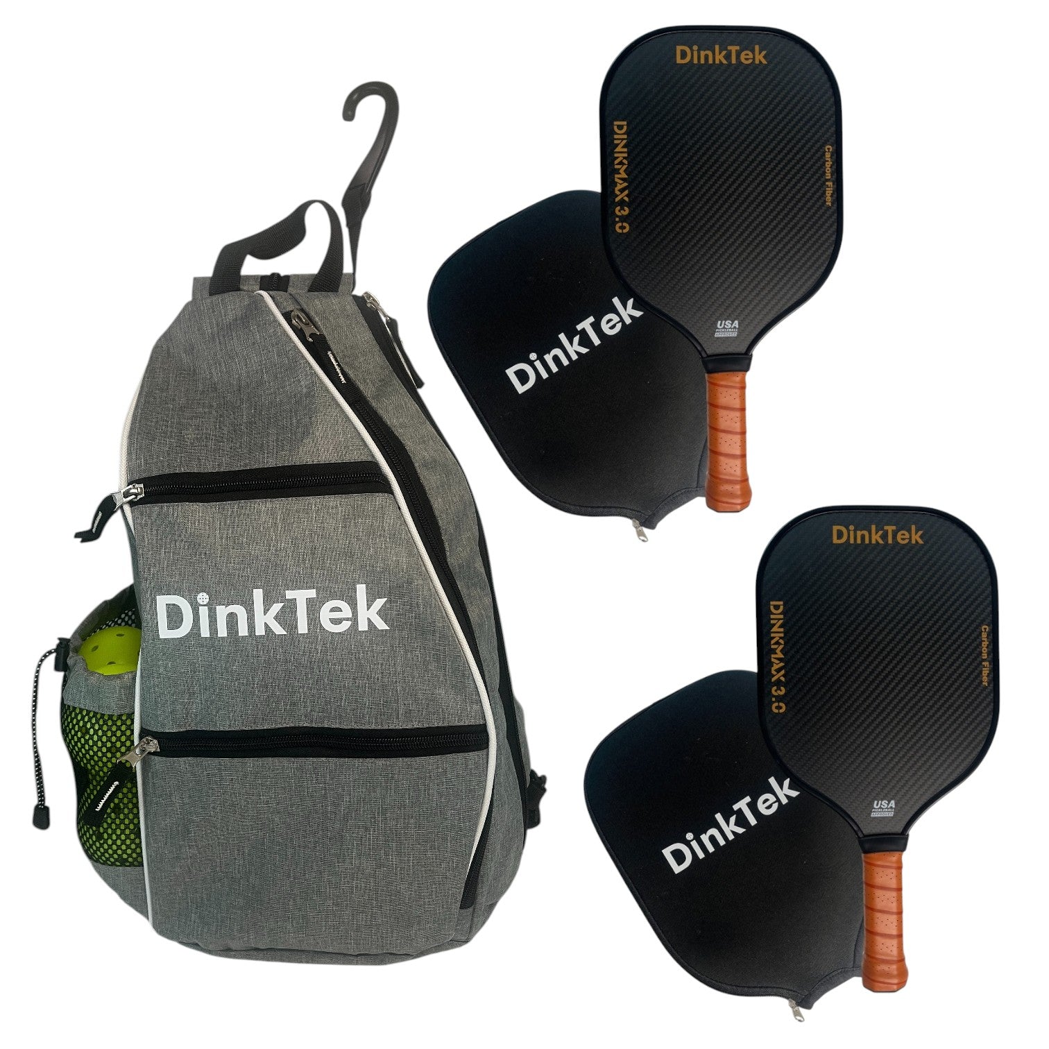 DinkMax Silver Strike Set (Rawhide Paddles + Balls)