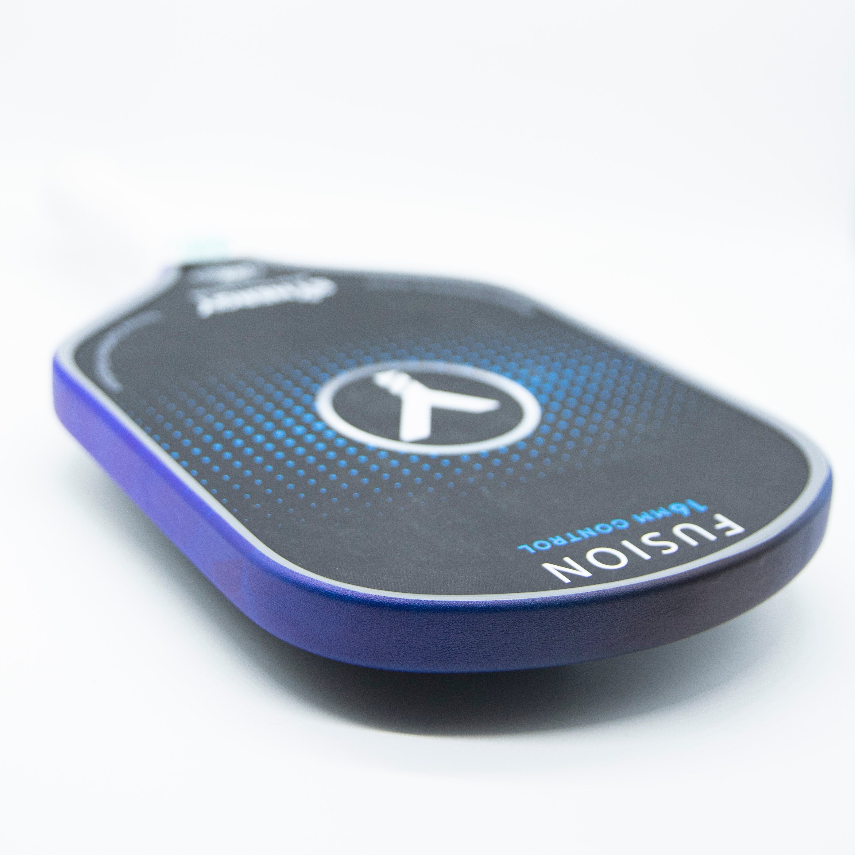 Blue and black pickleball paddle.
