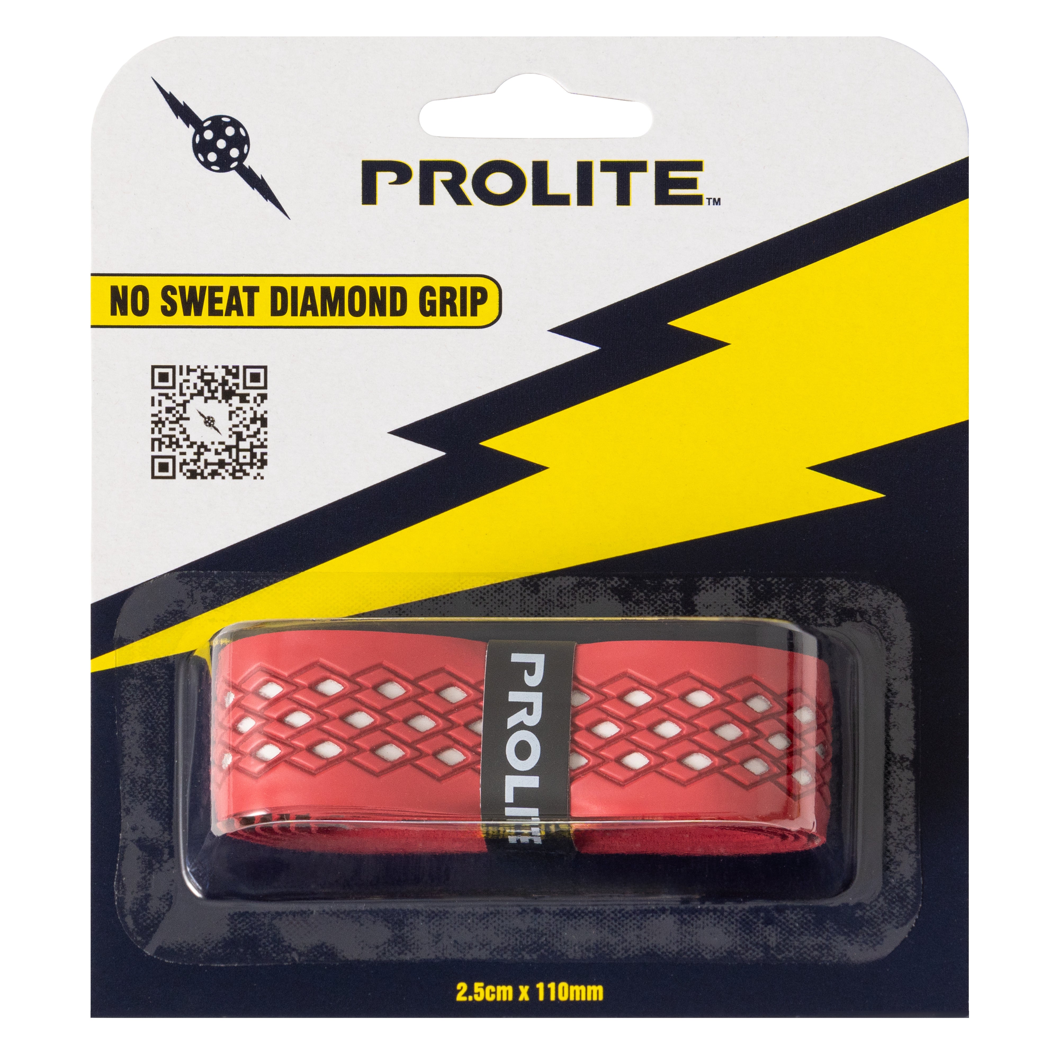 A packaged red tennis racket grip.