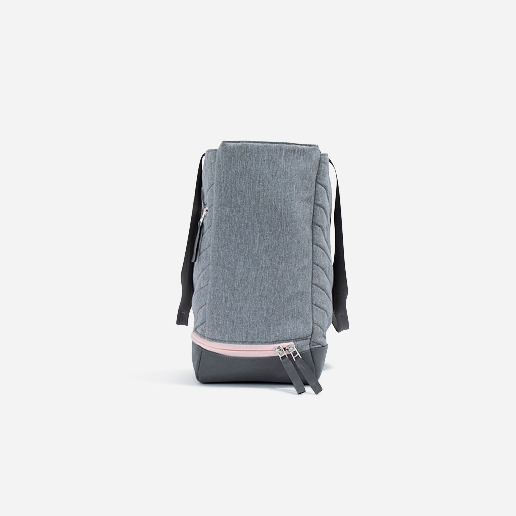 Grey pickleball tote bag by Doubletake with a dark grey base, pink bottom zipper, and quilted side panels.