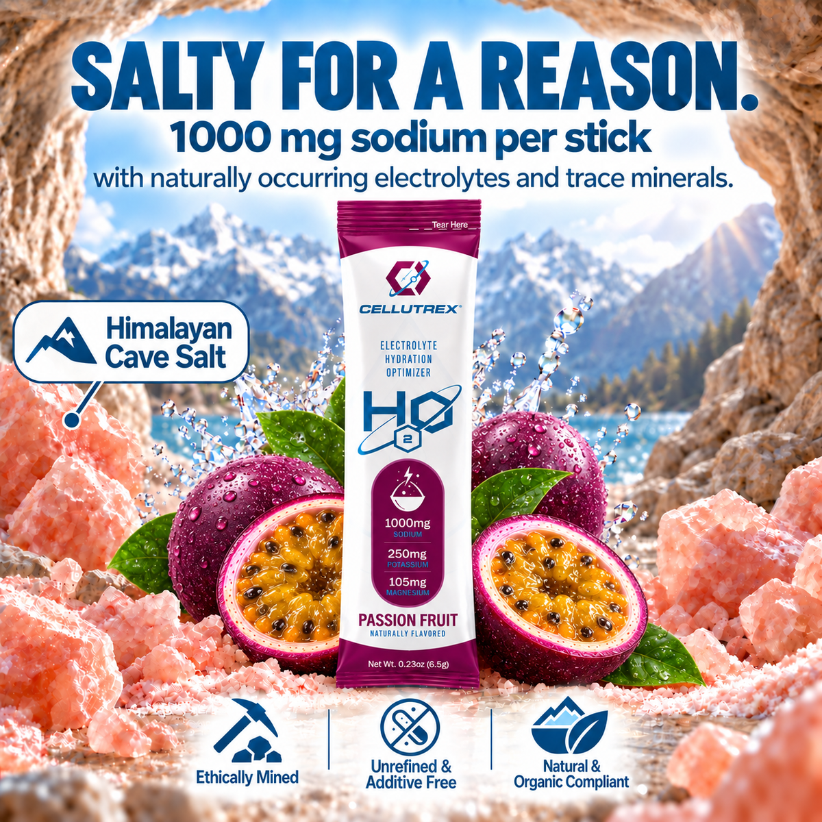 H2O ELECTROLYTES™ - Passion Fruit | Zero Sugar Electrolyte Powder