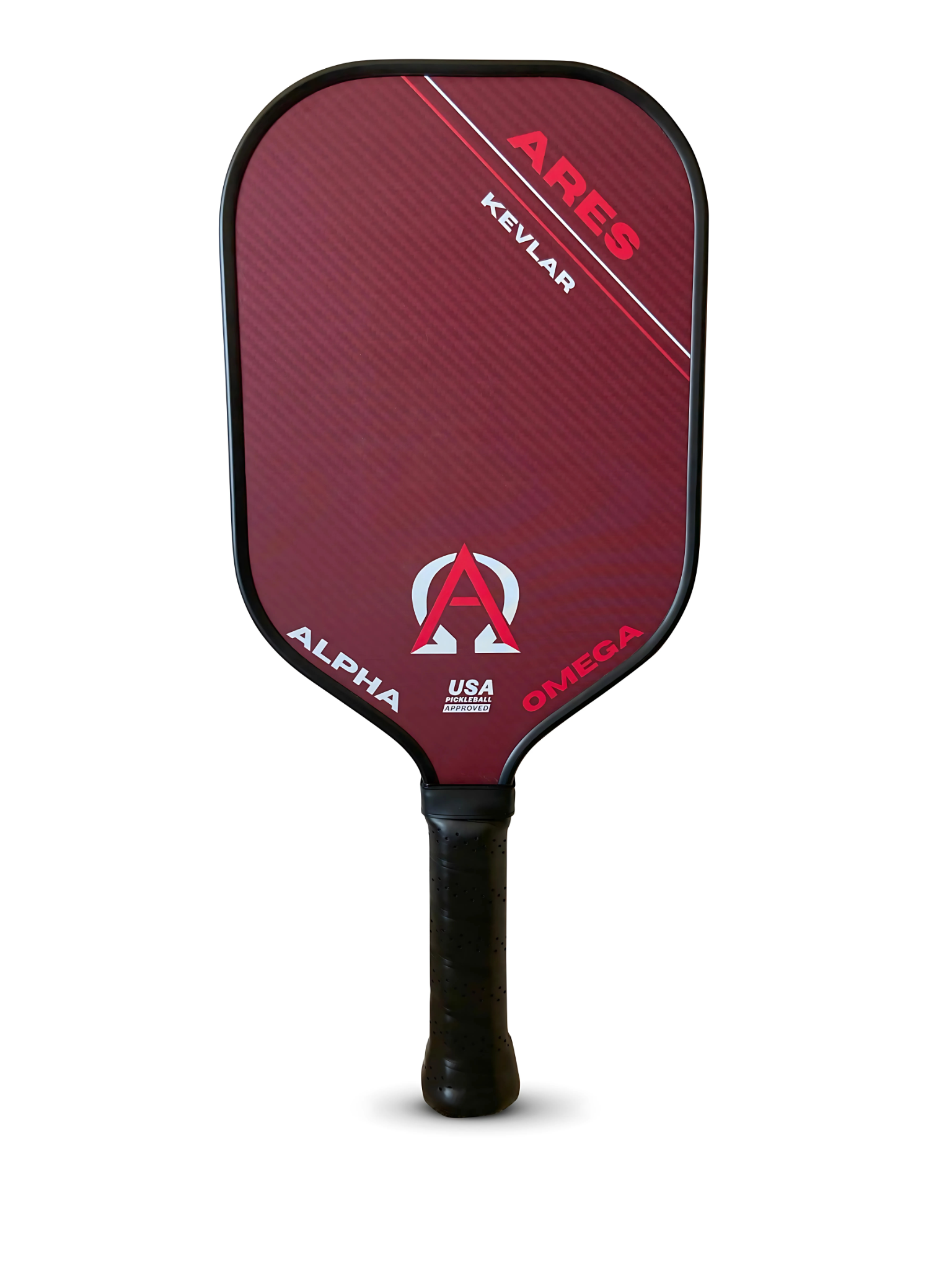 Red and black Ares Kevlar pickleball paddle.