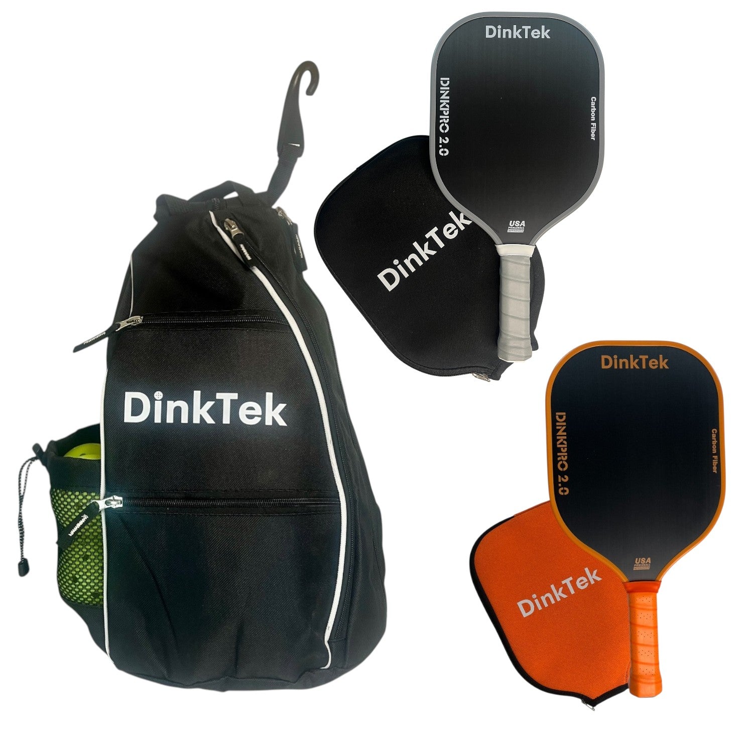 DinkPro Midnight Set (Orange Smash & Silver Strike Paddles + Balls)
