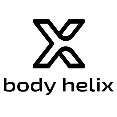 Black 'body helix' logo on a white background