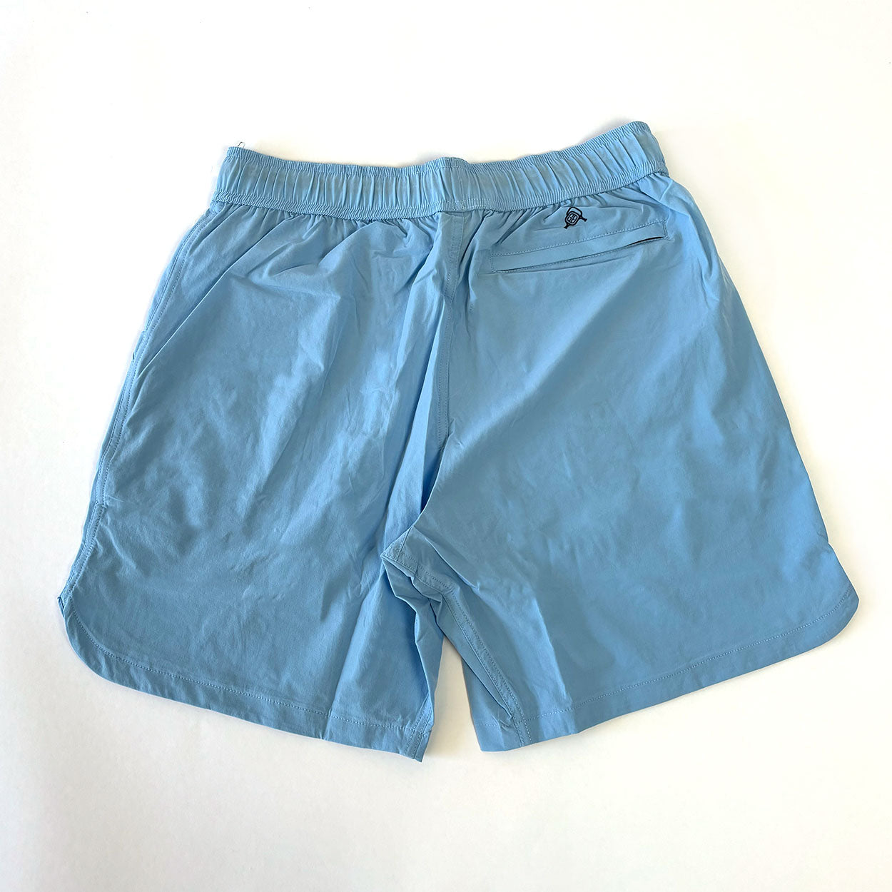 Light blue casual shorts, back view.