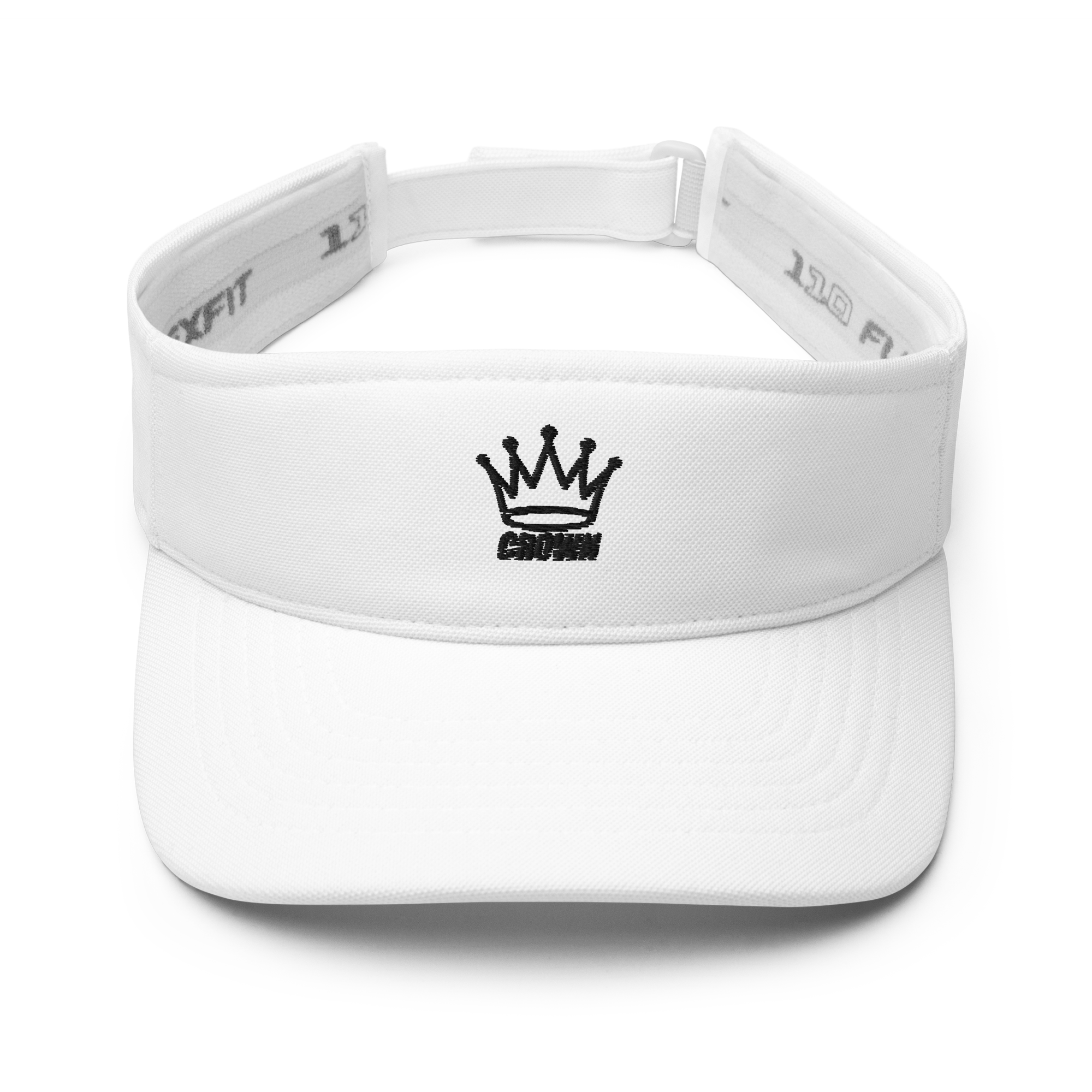 White visor with black crown logo.