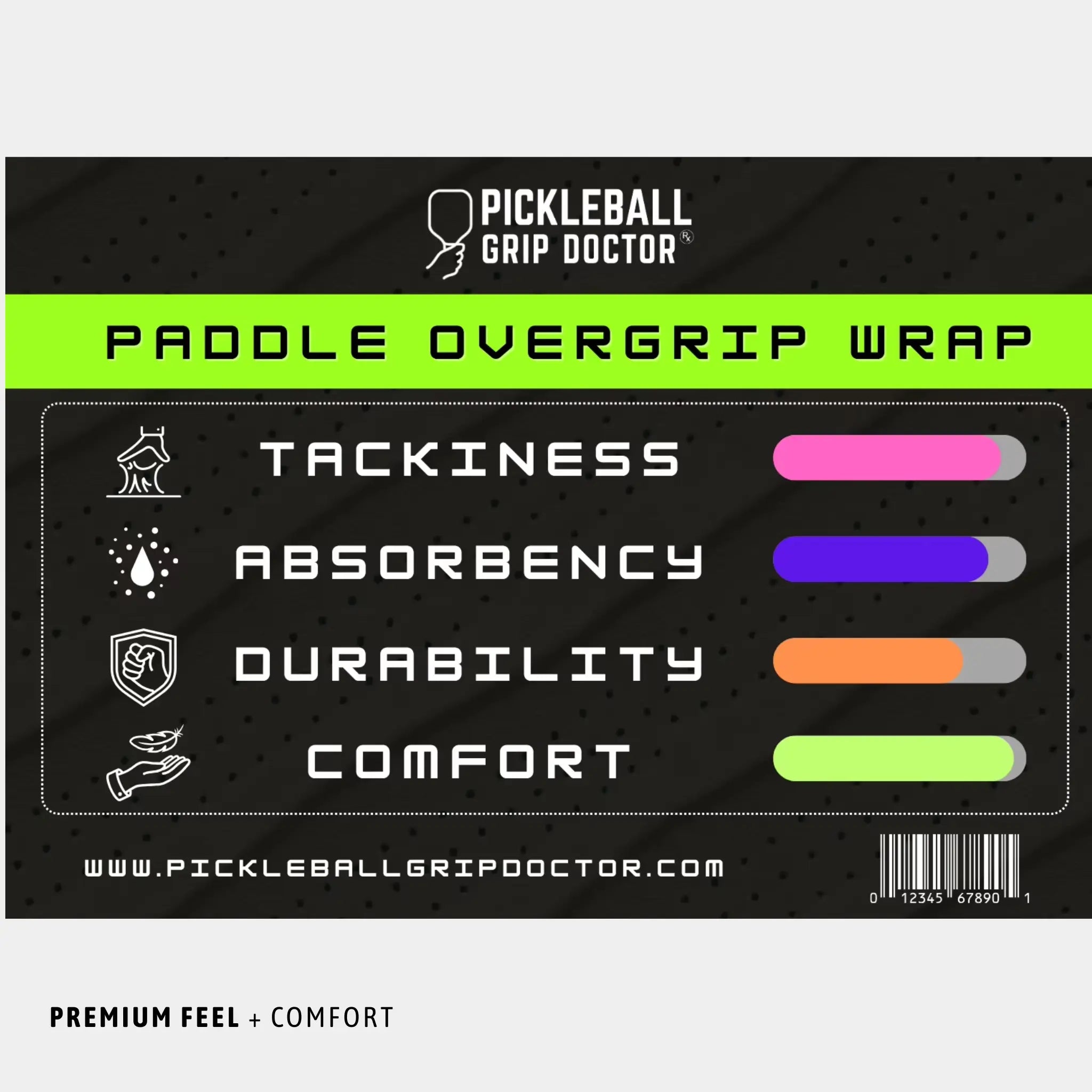 WrapGrip  Premium Pickleball Paddle Grip Overgrip Wrap 8-Pack Assorted Colors